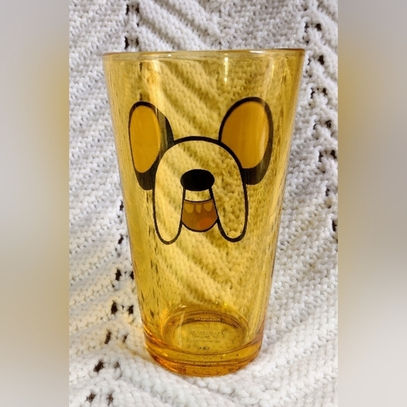 Adventure Time Cartoon  Network Pint Glass 16oz Jake Gold Orange Face Glass - Picture 2 of 3